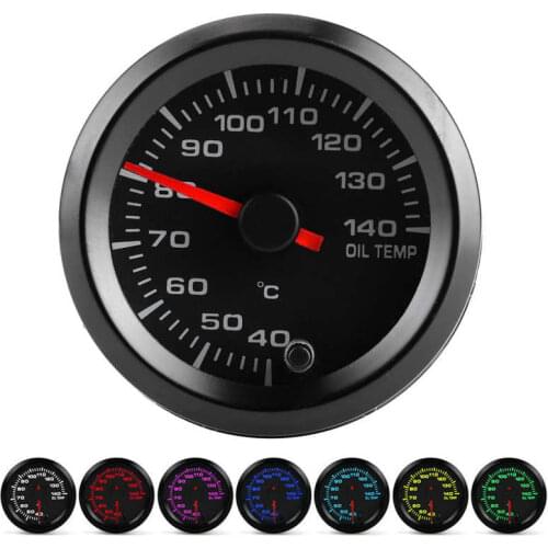 2in 12V Oil Temperature Gauge 40-140 Degree Display 7 Colors Backlight with Sensor Universal for Car