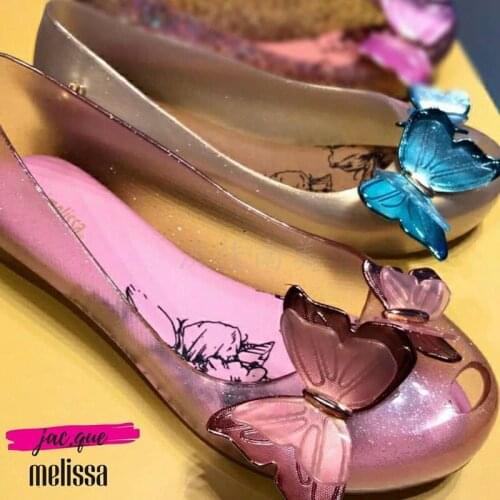 2021 Childrens shoe New Summer Sandals Big girl butterfly Jelly shoes Princess Mini Melissa Kids shoes Soft Beach Sandal HMI038