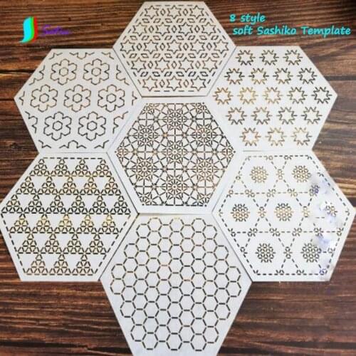 Diy Creative Tea Cup Pad Etc 8 Style Matte White Handmade Embroidery Template Geometry hexagon Style Soft Thin Sashiko Template