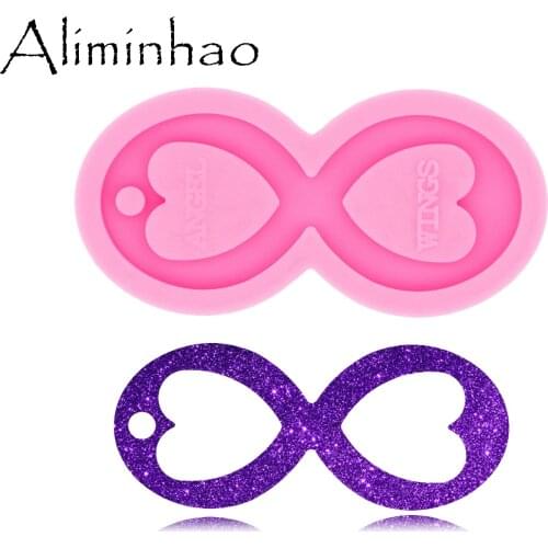 DY0530 Shiny Glossy Heart Infinity Keychain mold UV Resin Liquid Silicone Mould Craft For DIY Necklace Charms Making Jewelry