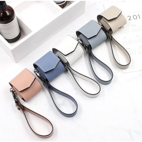 Earphone Charging Box Accessories Bag for AirPods 1 2 Leather Case Key Strap with Buttons Headphone Case Cover
