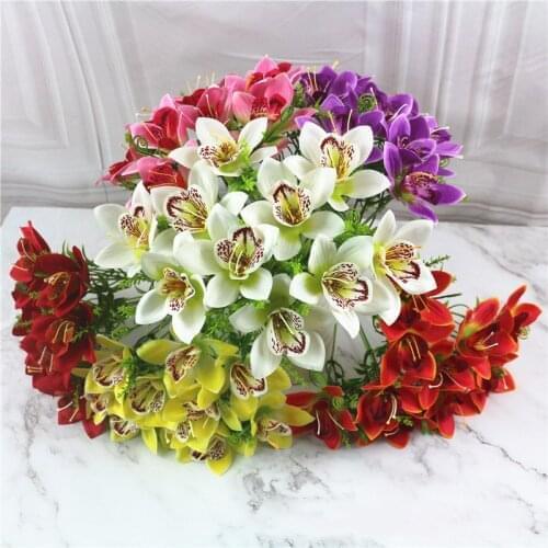 6pcs Cattelan Fake Flower Plants Artificial Silk Orchid Flowers for Wedding Party Home Festival Decoration Florals