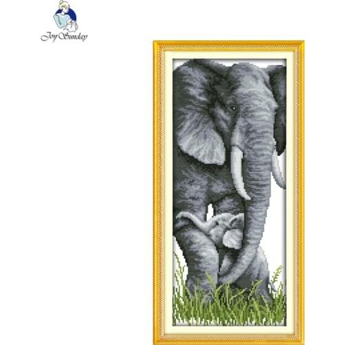 Joy sunday animal style The elephant mother and son long cross stitch pattern embroidery kits for hand embroidery home painting