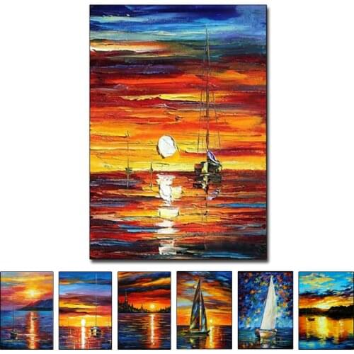 Landscaple Painting Hand Painted Abstract Sunrise At Sea Oil Painting On Canvas Wall Picture Art Living Room Office Decoration