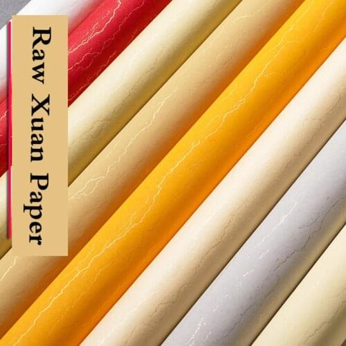 Chinese Painting Calligraphy Paper Papel Arroz 50pcs Colorful Raw Xuan Paper Chinese Rice Paper with Golden Ripple Rijstpapier