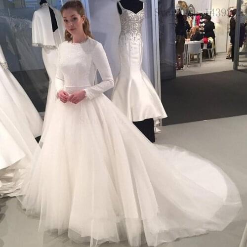 NUOXIFANG 2021 White Vestido De Noiva Muslim A-line Wedding Dress Long Sleeves Boho Robe De Mariée Dubai Arabic Abiti Da Sposa