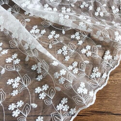 Delicate Floral Embroidery lace fabric Soft French Tulle lace Fabric For DIY Sewing Summer Dress Dance Prom Flower Wedding Dress