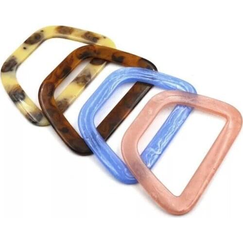 New 1pair Trapezoid Resin Colorful Handbag Handles Acrylic Plastic ABS Resin Purse Handle Obag Purse Frame Bag Parts Accessories