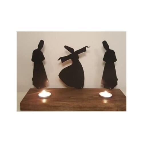 Nurkent Decorative Wooden Candlesticks