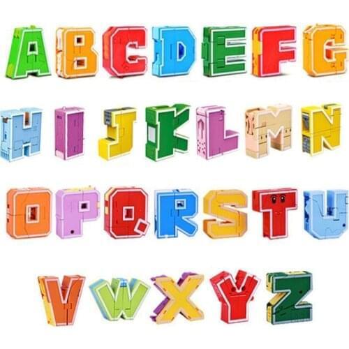 New Learning Toys 26 Letters Learnable Words Transformable Combinable Robots Alphabet Toys For Kids Gifts Learn Play Robot Toy