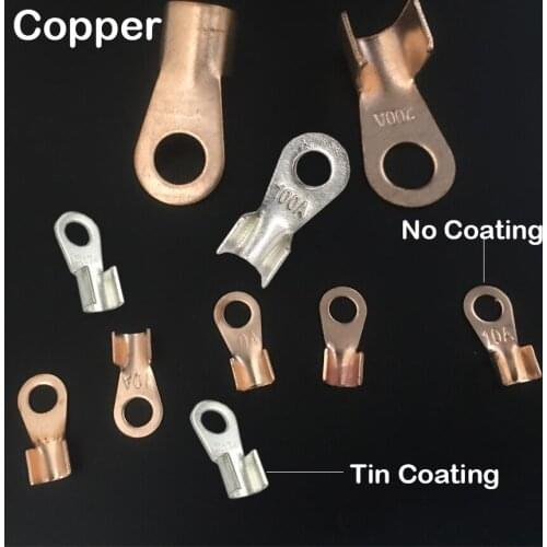OT-300A OT-400A OT-500A Copper Tin Coated Screw Hole Open Wire Cable Connector Ring Tongue Passing Through Crimp Terminal
