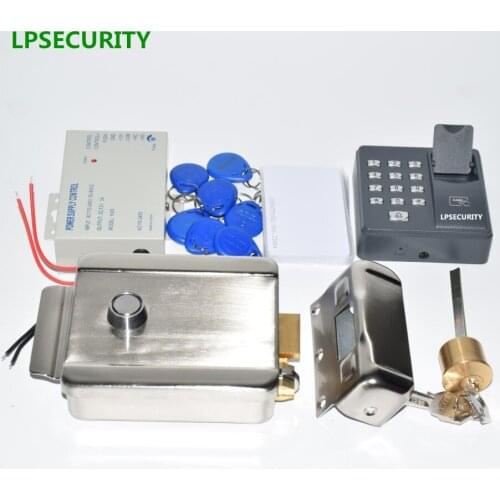 LPSECURITY fingerprint keypad RFID reader Electronic Security Entry Door Lock Access Control system with 10 ID tags or cards