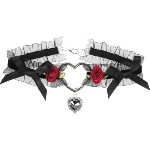 New Girl Choker Handmade Bow Rose Retro Necklace Sweet Style Necklace Underwear Accessories Female Leg Ring for Cosplay Jewelry