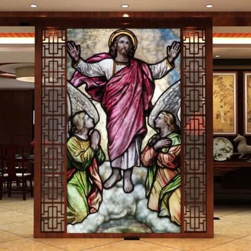 Customized Window Film Glass films Self-Adhesive Frosted Stained Stickers Crucifixion of Jesus/Christ God and the Virgin Mary