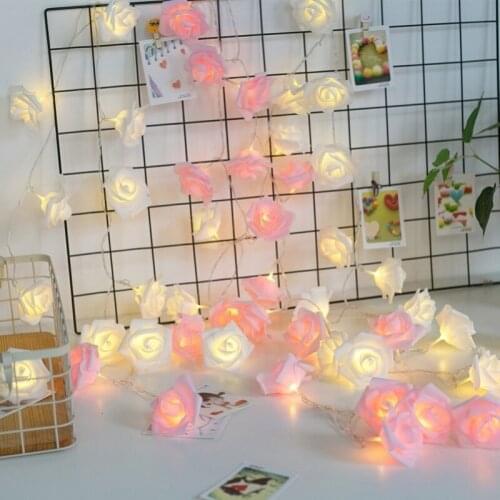 Valentines Day Gifts Creativity New Colorful Rose LED Light String Christmas Light Decoration for Wedding Holiday Fairy Garland