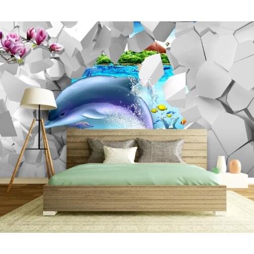 Custom Photo Wallpaper 3D Fashionable modern underwater world dolphin Living Room Bedroom TV Background Wall Murals Wallpaper