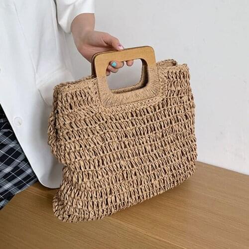 SWDF Casual Straw Large Capacity Totes for Women 2021 Summer Day Beach Straw Handbags Lady Big Purses Travel Sac A Main