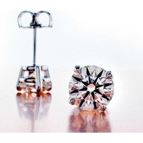 Excellent Round 1CT/Piece Brilliant Certified Moissanite Engagement Stud Earrings Real 18K White Gold Wedding Earrings