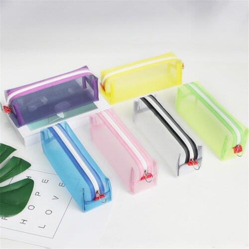 Transparent Nylon Mesh Pencil Case Gift Large-capacity Pencil Box Student Simple Pen Bag School Office Supplies Stationery