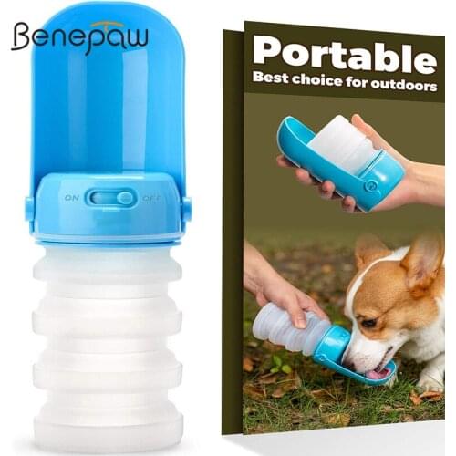Benepaw Foldable Portable Dog Water Bottle Food-Grade Silicone Lightweight Leakproof Pet Drinking Water Dispenser 300ml/10.1oz