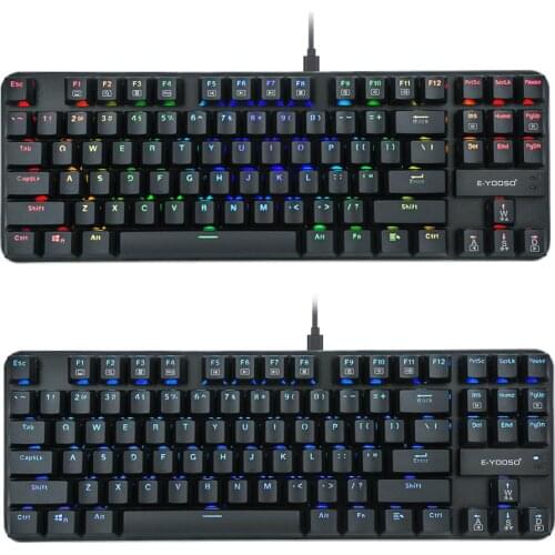 Silent Mechanical Keyboard RGB Backlit Wired Game Keyboard Ultra-Thin Light Low Key 87 Key N Key Flip For Game Laptop PC