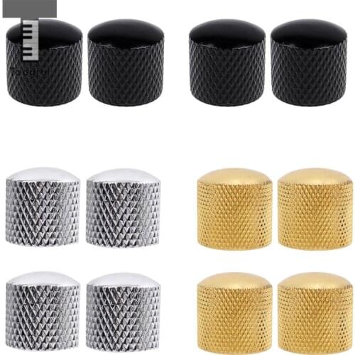 Tooyful Durable 4 Pieces Metal Electric Guitar Potentiometer Volume Tone Control Knobs Buttons String Instrument Parts