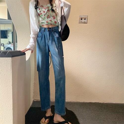 Female Cute Japan Kawaii Lazy Ripped Loose Denim Pants Womens Trousers Korean Punk Harajuku Ulzzang Vintage Clothes For Women