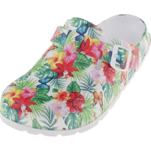 Lady Lihgtweight Slipper Flower Picture Indoor Out door women shoes Chef Shoes Work water proof shoe