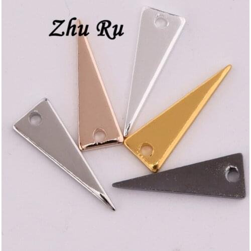 ZHU RU 10pcs/lot 17.5*6mm Stereoscopic spiked triangle copper Jewelry Findings DIY Crafts Handmade Supplies For Jewelry Material
