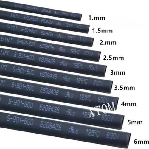 1 METER/LOT 2:1 Black Color 18mm 20mm 22mm 25mm 28mm 30mm 35mm 40mm 45mm 50mm Heat Shrink Tubing Tube