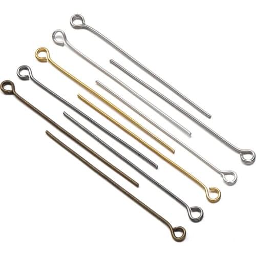 200pcs 18-40mm Metal Eye Head Pins Gold Bronze 5 Colors Eye Pins Connectors For Jewelry Making Findings Diy Earring Accessories