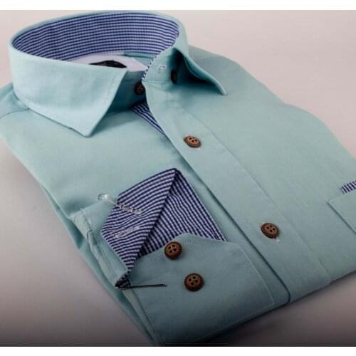 2020 New Arrival Solid Causal Formal Business Long Sleeve Button Down SkyBlue Shirt Dress Fashion 100 Cotton Clothing