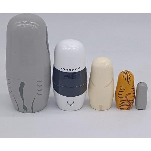 5 X Wooden Matryoshka Dolls Animal Russian Doll Kids Child Toys