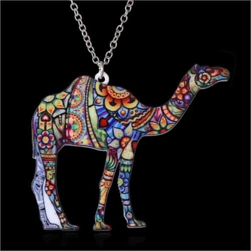 Acrylic coloured drawing camel necklace