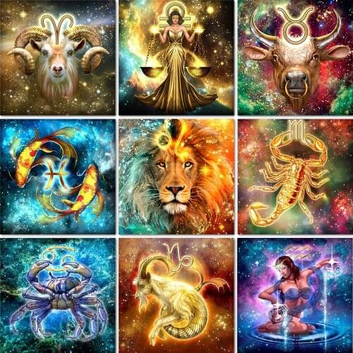 5D Diy Diamond Painting 12 Constellation Square/Round Diamond Embroidery Rhinestone Mosaic Cross Stitch Decorative Painting Gift