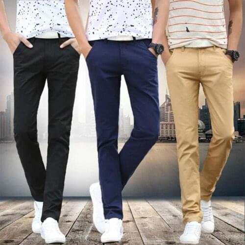 Spring summer father thin suit pants men middle-aged cotton high waist straight loose solid business casual pants