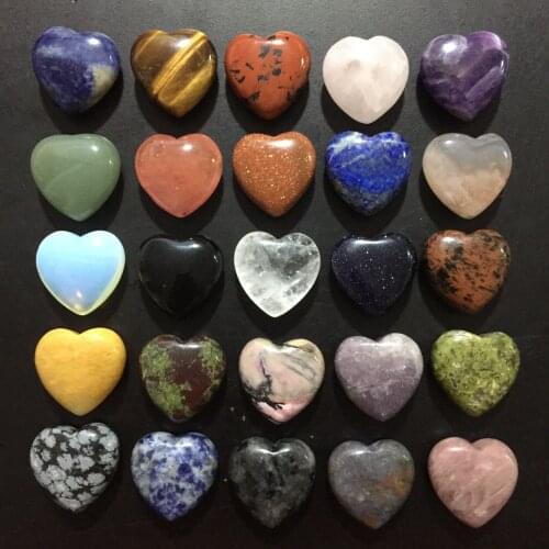 Quartz Stone Jewelry Beads Heart 25mm Charms No Hole Healing Natural Pink Crystal Gem DIY Decoration Wholesale for Women Gift