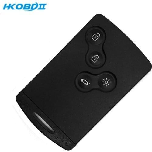 HKOBDII 433Mhz PCF7952 Chip for Renault Megane Key Keyless-go key 4 Button Remote Cardwith Uncut Key Blade
