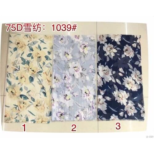 2018new 75D printing chiffon fabric flowers pattern for garment materials and scarf YH-1039