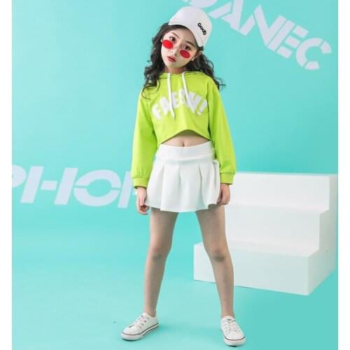 Children Hip Hop Clothing Jazz Hoodies Ballroom Dance Costumes Skirts for Girls Dancing Competition Costumes Stage Outfits LJ