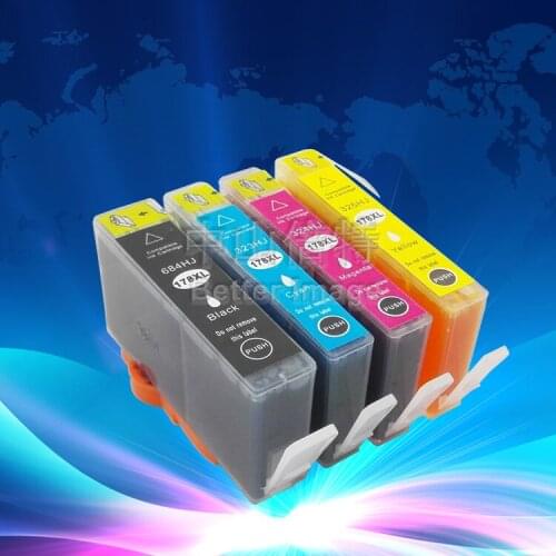 INK WAY 5 pcs replacemnt ink for HP178XL with Chip show ink level for HP3070A and for HP5510 B110D C410C C310B