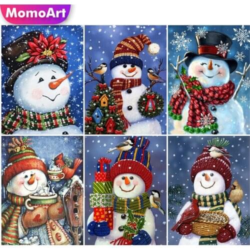 MomoArt Diamond Mosaic Winter Landscape Full Drill Square Diamond Painting Snowman Picture Of Rhinestone Embroidery Handicraft