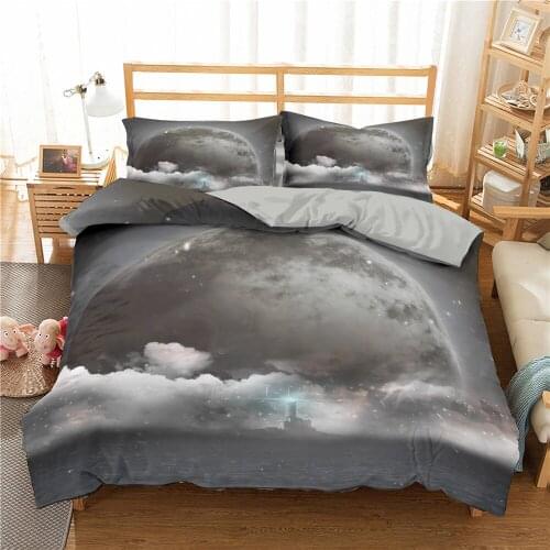 Starry Sky Series Space Bedding Comforter Cover Set Queen Galaxy Planet Printed Duvet Cover Bedroom Bedspread Teens Kids Boy