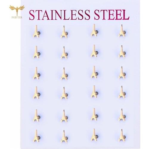 Gold Color Mini Tower Small Stud Earrings Cute Girl Ear Accessories Fashion Stainless Steel Jewelry Cheap Wholesale