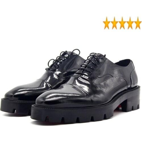Formal Men Dress New Leather Office Party Mens Shoes Black Lace Up Thick Platform Male Social Shoe 5CM Plus Size US 4-11.5