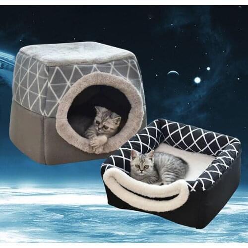 Pet Bed For Cats Dogs Soft Nest Kennel Bed Cave Cats House Sleeping Bag Mat Pad Tent Pets Winter Warm Cozy Beds Cat Supplies