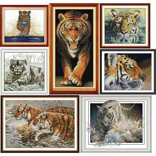 King of the forest tiger 11CT14CT animal printed pattern DMC cross stitch kits craft needlework on canvas embroidery accessories