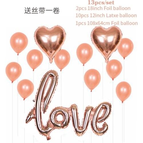 Wholesale LOVE Aluminum Foil Balloons Decoration Set Wedding Wedding Venue Layout Rose Gold Sequined Balloons
