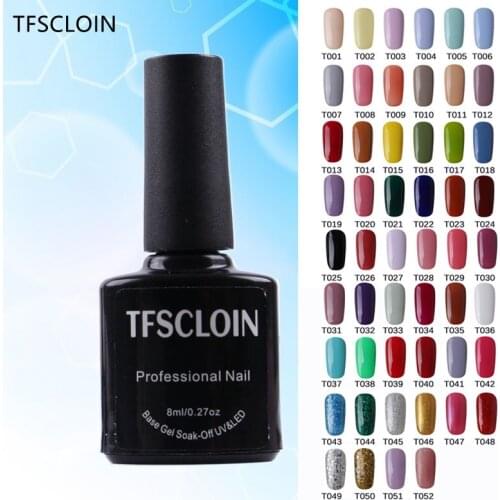 TFSCLOIN New Nail Gel Polish 8ml High Quality Glitter Soak-off Organic UV Gel Polish UV/LED Lamp Nail Gel Varnish 52 Colors