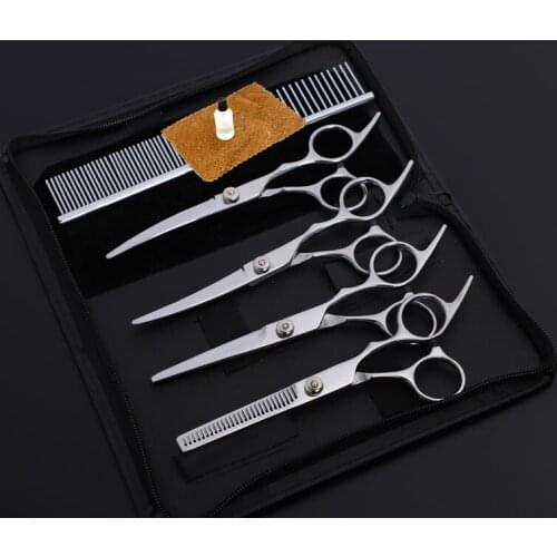 Stainless Steel Pet Grooming Scissors Cats and Dogs Hair Seam Scissors Up and Down Curved Scissors Sharp Haircut Pet Tool Set